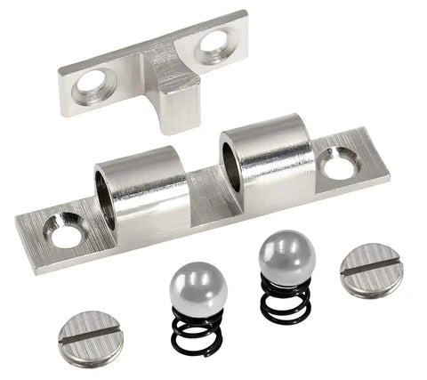 Double Ball Tension Roller Catch Latch Set 2.75 Inches For Cabinet Closet And Furniture Doors Solid Brass Hardware With Screws Chromium Plated
