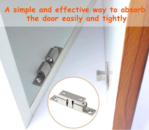 Installed Double Ball Tension Roller Catch Latch Set 2.75 Inches For Cabinet Closet And Furniture Doors, Chromium Plated for Secure Locking