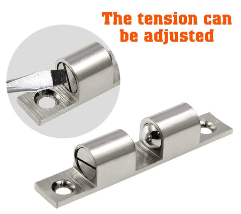 Double Ball Tension Roller Catch Latch Set 2.75 Inches For Cabinet Closet And Furniture Doors Solid Brass Hardware With Screws Chromium Plated