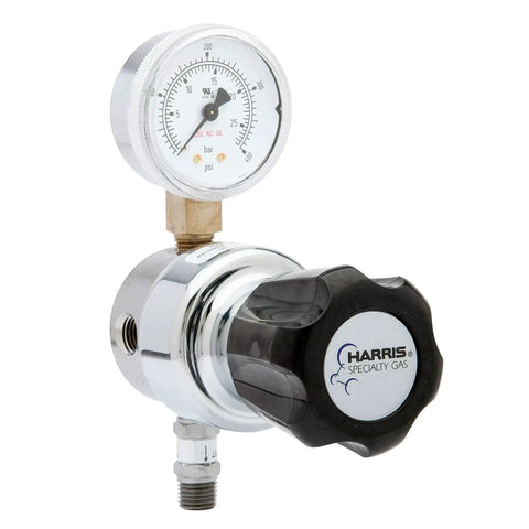 Lab Grade High Purity Chrome Plated Brass Gas Regulator For Nitrogen Helium Argon Carbon Dioxide Hydrogen Oxygen 0 To 250 PSI Two Stage