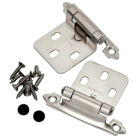 ✝️ 2-Pack Variable Overlay Surface Mount Hinges - Chrome - pair Chrome Finish, visible with mounting screws