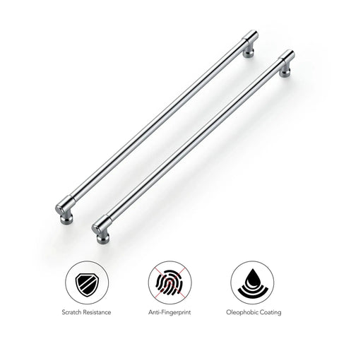 20 Pack Solid Chrome Cabinet Drawer Pulls For Kitchen Cupboards With 13-1/2 Inch Total Length, 12-3/5 Inch Hole Center, Zinc Alloy Handles