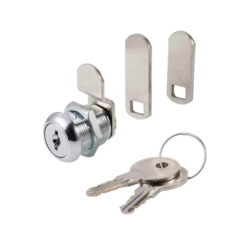Keyed Alike Five Eighth Inch Cylinder Cam Locks Set for Cabinets Tool Boxes RV Compartments Mailboxes Vending Machines and Drawers Chrome Finish Includes Three Cams and Two Keys Fits Up To Three Eighth Inch Panel Thickness