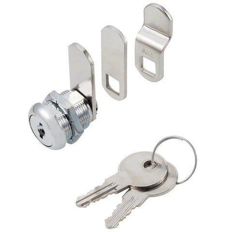 Keyed Alike Five Eighth Inch Cylinder Cam Locks Set for Cabinets Tool Boxes RV Compartments Mailboxes Vending Machines and Drawers Chrome Finish Includes Three Cams and Two Keys Fits Up To Three Eighth Inch Panel Thickness
