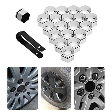 20 Pcs Universal Car Wheel Nut Caps And Auto Hub Screw Covers 17mm 19mm 21mm Sizes with removal tool for bolt head protection and decoration
