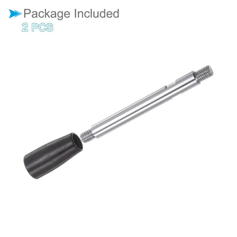 Revolving Crank Clamping Handle With M8 Thread, 116mm Overall Length, shown in package of 2, black chrome plated steel for lathe use.