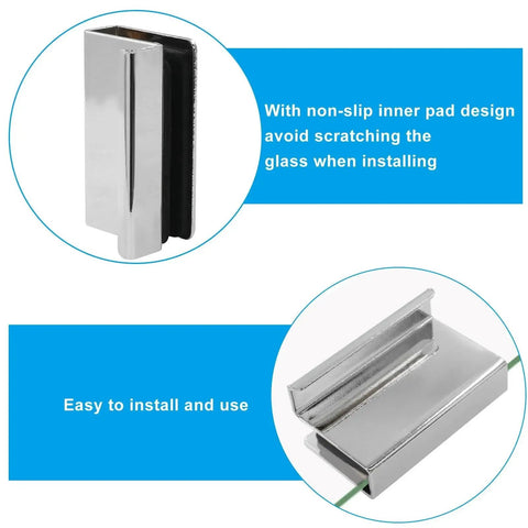 Close-up of Set Of 6 Glass Finger Edge Pulls 1.6 Inch Steel Clip Handles showing non-slip inner pad and easy installation design.