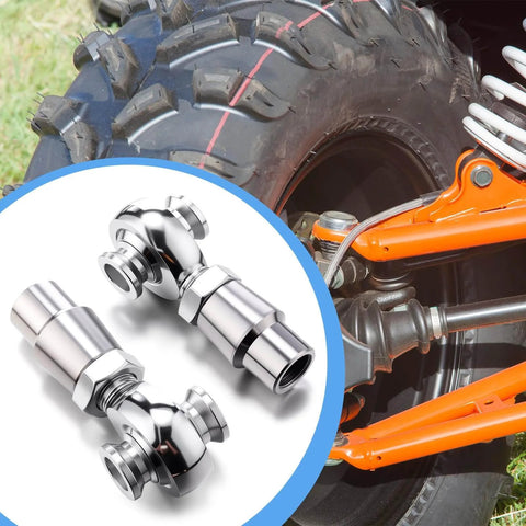Close-up of 8 pcs 3/4 inch Heim Joint Rod End Kit with chromoly suspension joints on off-road vehicle suspension system