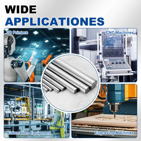 20mm Linear Motion Rods, 2pcs Solid Chrome Plated Steel Shafts 331mm for CNC, 3D Printer, Automation and Engraving Applications