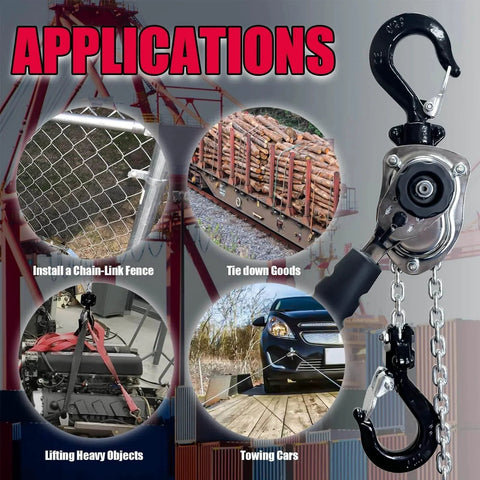 Half Ton Chrome Mini Lever Block Come Along Hoist 1100 Lbs 10 Ft Chain G80 Steel Chain With Swivel Hook for Building applications