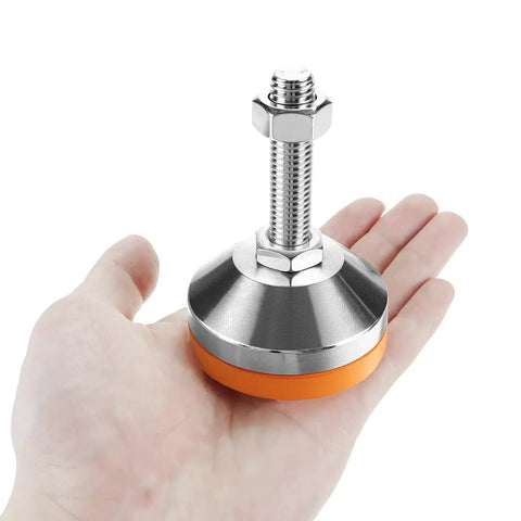 Heavy Duty Carbon Steel Leveling Feet With Anti Skid Pads 4 Pack For Furniture And Equipment M12 Thread 2.36 Inch Diameter Base