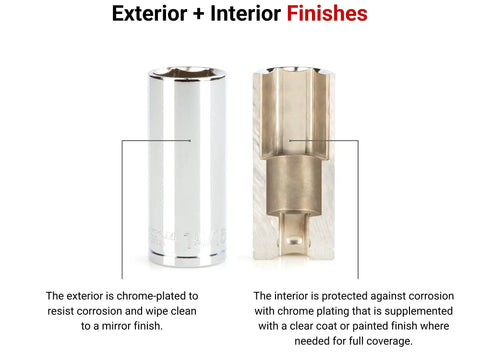 Deep 1/2 Inch Drive 1-1/16 Inch Deep 6-Point Socket for Hex Fasteners, Tekton SHD23027 showing exterior and interior finishes