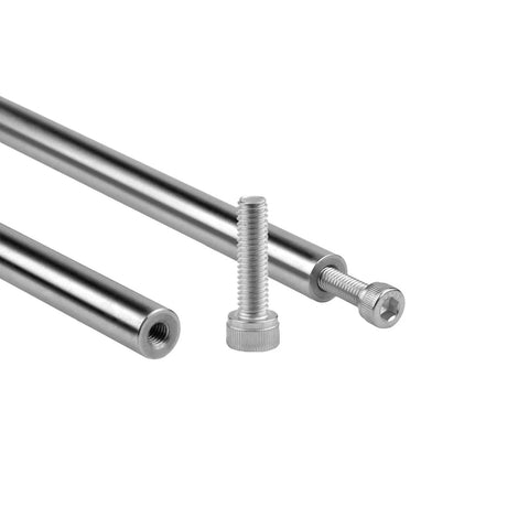 12mm Chrome Plated Linear Rods 450mm Long, 2pcs Solid Linear Motion Shafts with M6 Internal Threaded Ends for CNC and 3D Printers