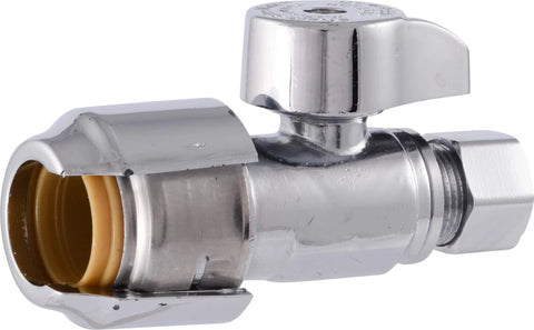 1/2 Inch By 3/8 Inch Compression Straight Stop Valve Push To Connect Brass Plumbing Fitting For PEX Copper CPVC PE RT HDPE Pipes