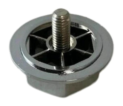 Close-up of a chrome bolt from the Fuel Off-Road 5150-16R Chrome Spoke Bolt 20 & 22 D531 Hostage Wheel Set of 4, showing detailed grooves.