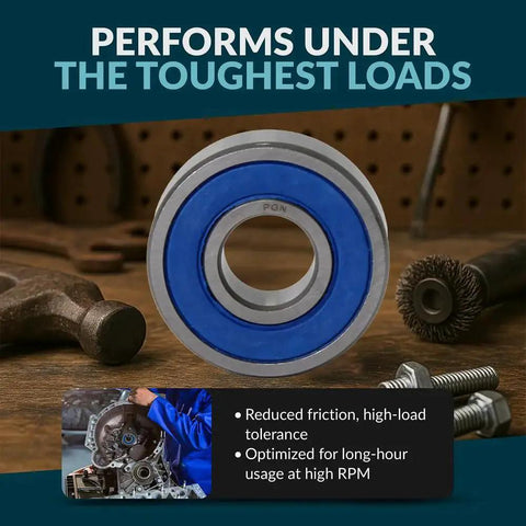 Sealed Chrome Steel Ball Bearing 6004 2RS 20x42x12mm with dual rubber seals, ideal for high-speed rotations in harsh environments.