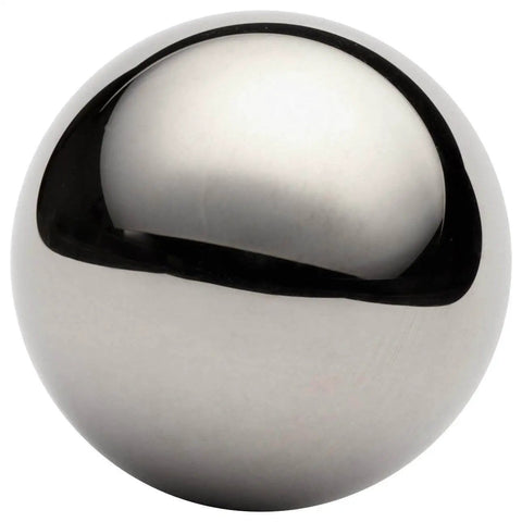 Close-up of a 5/8 inch chrome steel bearing ball from the 10 Pack Five Eighths Inch Chrome Steel Bearing Balls For Precision Machinery, Ultra Hard Chrome Finish, High Load Capacity, Magnetic, Smooth Surface, USA Made By BC Precision.