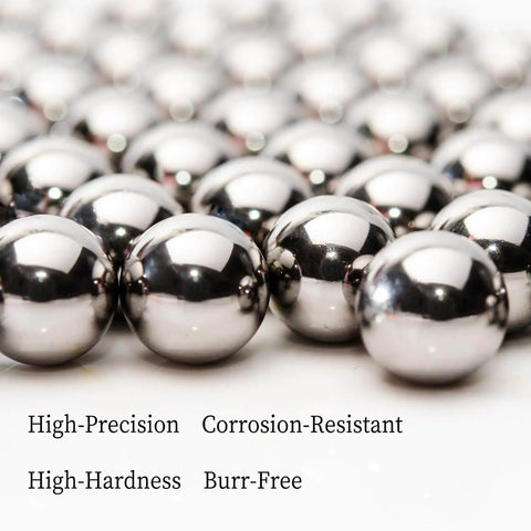 Close-up of Two 2 Inch Diameter Hardened Chrome Steel Bearing Balls Two Piece Set for Precision Machines, mirror-polished finish
