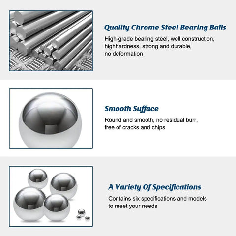 Image showing 100 Piece G25 Precision Chrome Steel Bearing Balls Hardened And Mirror Polished One Quarter Inch 6 35 Millimeter For Bearings Industrial And DIY Projects Ideal For Precision Machinery Robotic Assemblies Model Making