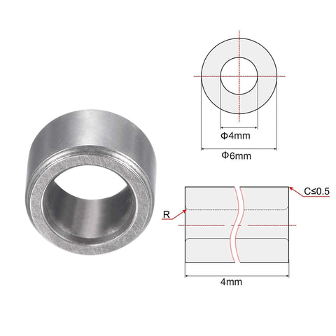 Chrome Steel Oilless Sleeve Bearings 4mm Bore 6mm Outer Diameter 4mm Length Set Of 6 High Load Capacity Wear Resistant Vibration Reduction