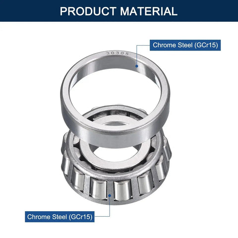 Compact, pre lubricated tapered roller bearing cone cup set, chrome steel GCr15, 25mm bore, 62mm OD, ABEC3, product material