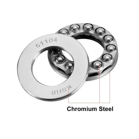 Beefy Thrust Ball Bearing 20mm Bore 35mm OD 10mm Thick Chrome Steel 52100 One-Way Rolling Direction 2-Pack Uxcell 51104 close-up image