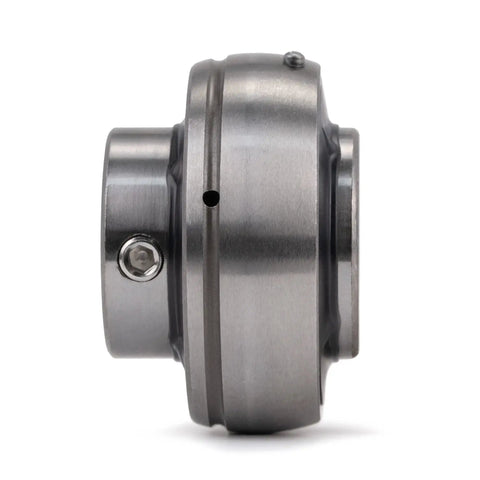 Side view of Chrome Steel Insert Ball Bearings UC201-8 Bore Half Inch Sealed with set screw, for housing support and longevity.