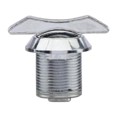 Effortless, keyless access with a thumb operated offset cam lock for RVs, campers, storage cabinets, drawers, and mailboxes; simply turn the wing handle to lock or unlock, compact 19x16mm size, color S.