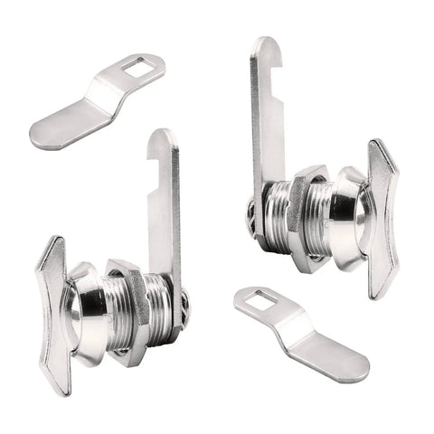 Two Pack 5/8 Inch Thumb Operated Offset Cam Locks Chrome Non Locking Cabinet Latch Keyless Twist Replacement Lock