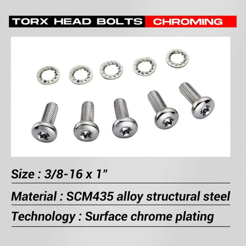 5PCS Screws Chrome Rear Disc Brake Rotor TORX Bolts Fit for Harley Davidson Touring Dyna Softail Sportster