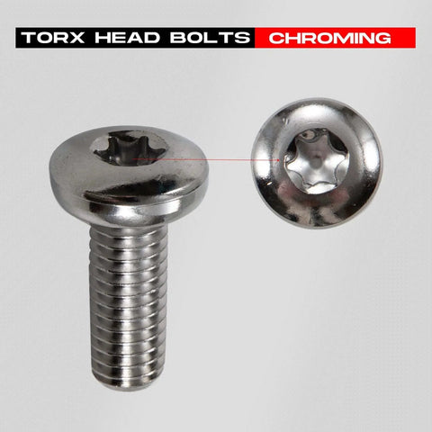 Close-up of 5PCS Screws Chrome Rear Disc Brake Rotor TORX Bolts fit for Harley Davidson Touring Dyna Softail Sportster Street Glide