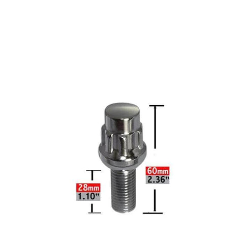 Wheel Accessories Parts 4 Locks + Key M14 x 1.5 14 x 1.5 Thread Acorn Seat Lug Bolt Lock Chrome Finish 28mm Shank Length