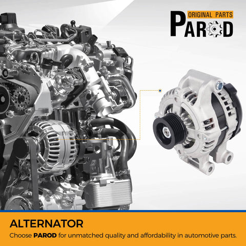 Alternator Replacement For 2005 2007 Chrysler 300 Dodge Magnum And 2006 2007 Charger 12 Volt 160 Amp Clockwise Rotation 6 Groove Pulley 04896805AC Compatible Dope Auto Part For Smooth Engine Operation next to car engine