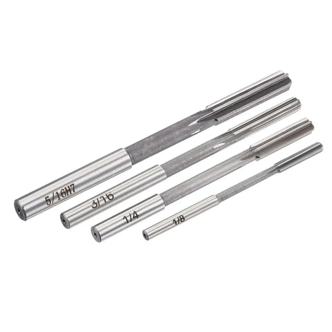 Pro Grade Chucking Reamer Set For Precision Bore Machining With High Speed Steel Four Piece Reamer Set In Sizes 1/8 Inch 3/16 Inch