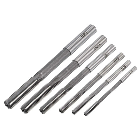 Chucking Reamer Set For Lathe And Milling Machines, Pro Grade High Speed Steel Straight Flute Reamers, H7 Tolerance, 4mm to 12mm, 6 Piece Kit