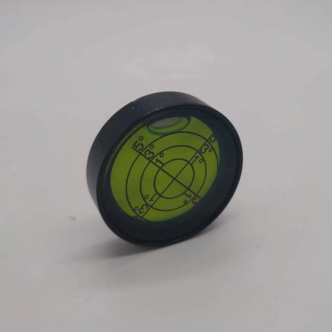 Pro Grade Aluminum Horizontal Leveler Bubble Level Tool with 1.2 Inch Circle Dial in 30mm case with green liquid, black silver shell.