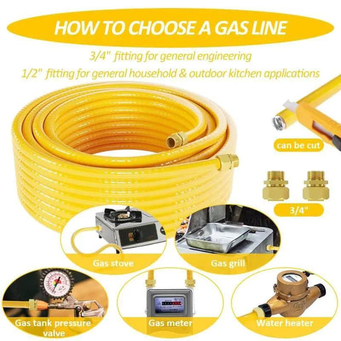 100 Feet Three Quarters Inch CSST Flexible Propane And Natural Gas Line Corrugated Stainless Steel Tubing Kit with adapters