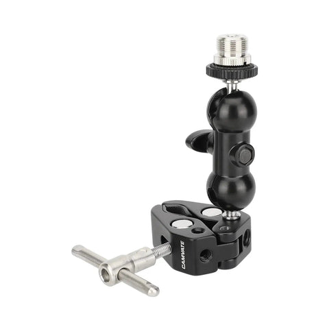 Dual 360 Degree Mini Ball Head Microphone Clamp Set with 5/8-27 Mic Screw Mounts, Aluminum Alloy, Stainless Steel, 0.4-2 Inch Range