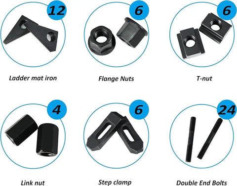Hold Down Clamp Clamping Set Kit For Bridgeport Mill Five Eighths Inch Slot And One Half Inch Stud Includes TN-0212 T Nuts Step Clamps