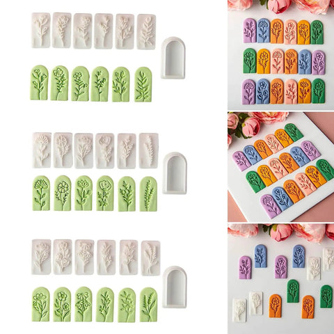 7 Piece Soft Clay Leaf Cutter Mold Set For Flower Stamps And Floral Earrings Making Tools Jewelry Craft Kit