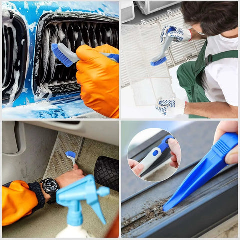 4 Pieces Cleaning Brush Sets Small Scrub Brush Household Use for Cleaning Bottle Sink Kitchen Sink Corner Dish Edge Grout Bathroom Sliding Door Window Track (White, Blue)