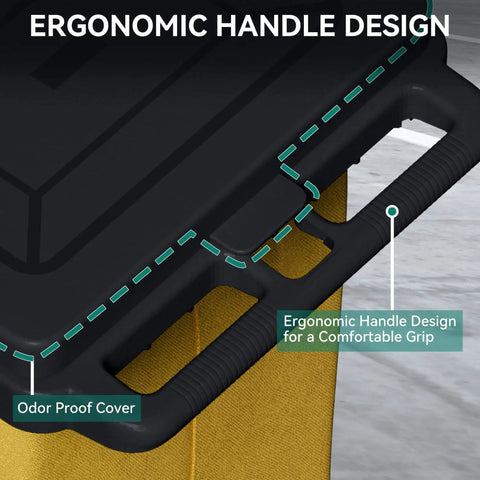 Close-up of ergonomic handle and odor-proof cover on the Beefed Up Cleaning Cart On Wheels With 3 Shelf Plastic Design by YITAHOME.