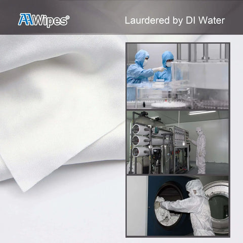 Ultra Soft Cleanroom Wipes 12 By 12 Inches Bag Of 150 100 Percent Polyester Double Knit Lint Free Cloths shown with cleanroom use