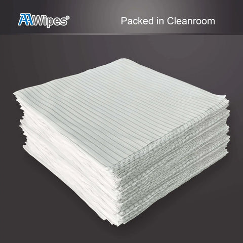 Stack of ESD Safe Cleanroom Wipes AAWipes 12x12 Inch 100 Pack Polyester with Conductive Yarn for Electronics and ESD Protection