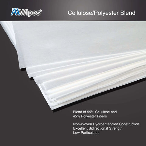Cleanroom Wipes 55 Percent Cellulose 45 Percent Polyester Nonwoven Blend Pro Grade 68 Gram 9 By 9 Inches AAwipes