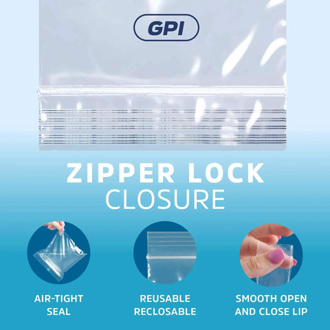 Clear Plastic Reclosable ZIP Bags 2 Mil 2x3 Inch Case of 100 showing zipper lock closure detail