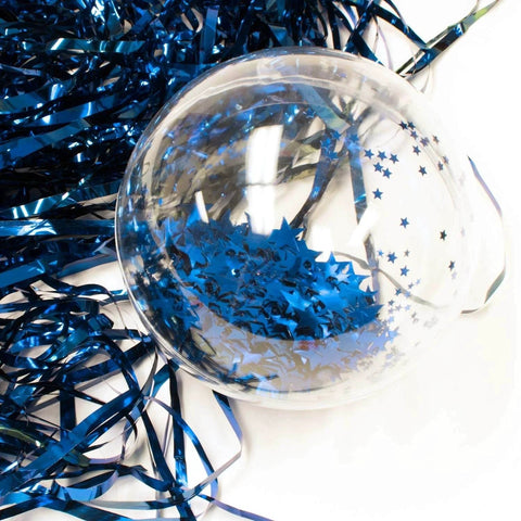 5.5" Clear Big Plastic Acrylic Arts & Crafts Giant Mold Shells Molding Balls Crafting Kit (140mm) with blue star confetti
