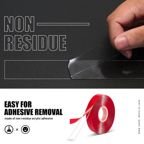 Heavy Duty Clear Double Sided Tape, Half Inch By Ten Feet Acrylic Mounting Tape with Serious Grip, peel and stick use.