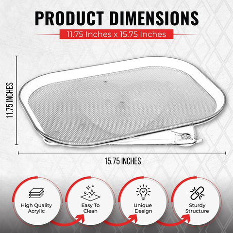 Image showing dimensions of Two Pack Clear Rectangular Fridge Organizer Turntable Lazy Susan With 360 Degree Rotating Shelf.
