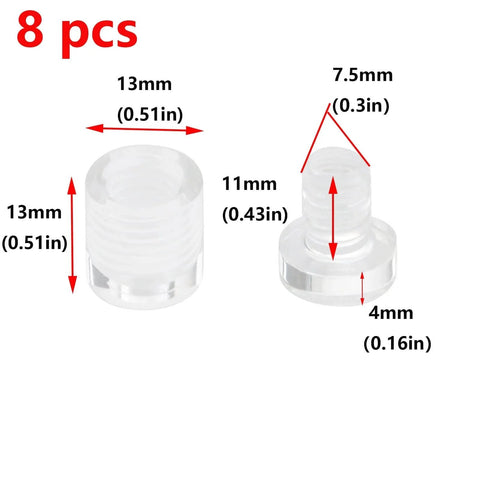 Clear Acrylic Sign Standoffs Half Inch By Half Inch with Four Millimeter Cap and Eleven By Seven Point Five Millimeter Thread